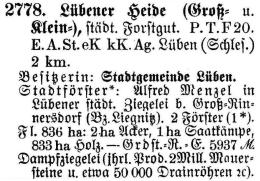 Lübener Heide in Schlesisches Güteradressbuch 1905