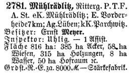 Mühlrädlitz in Schlesisches Güteradressbuch 1905