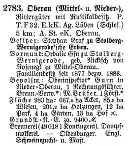 Mittel- und Nieder-Oberau in Schlesisches Güteradressbuch 1905