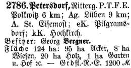 Petersdorf in Schlesisches Güteradressbuch 1905