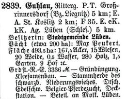 Schlesisches Güter-Adressbuch 1921 Guhlau