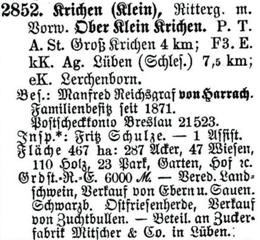 Schlesisches Güter-Adressbuch 1921 Krichen (Klein)