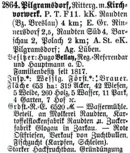 Schlesisches Güter-Adressbuch 1921 Pilgramsdorf