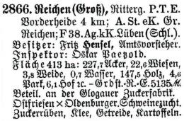 Groß Reichen im Schlesischen Güteradressbuch 1921