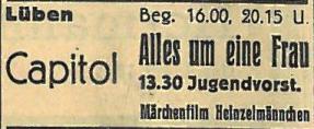 Dank an Kerstin Lehnert für die Anzeige aus dem Liegnitzer Tageblatt vom 26./27.10.1940