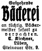 Anzeige der Bäckerei Kirchner 1940