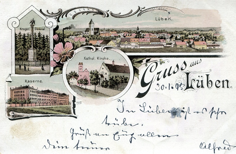 Krieger-/Sieges-Denkmal 1872, Panorama, Kaserne, alte katholische Kirche