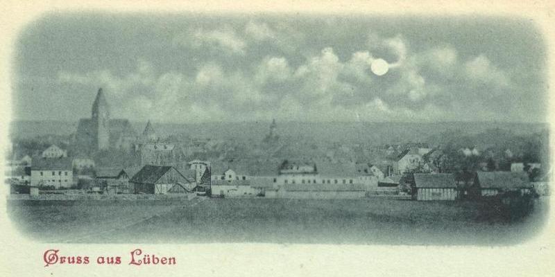 Lüben-Panorama bei Mondschein