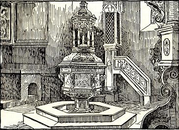 Taufstein in der Evangelischen Kirche zu Lüben nach Klose-Chronik S. 199