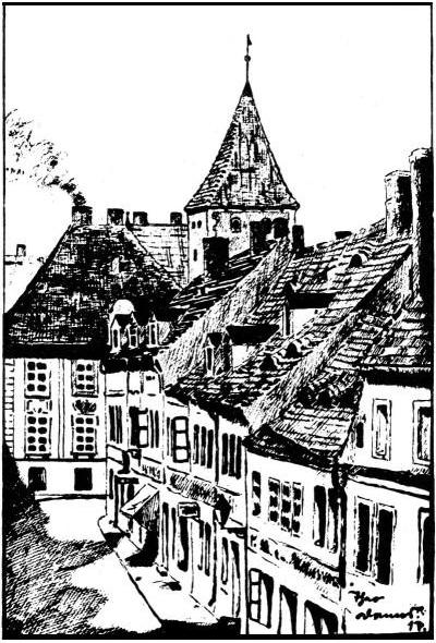 Zeichnung der Niederglogauer Straße von Theo Dames um 1917