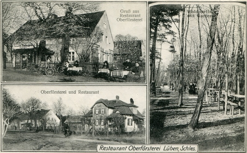 Oberförsterei mit Restaurant und Waldpartie mit Garten