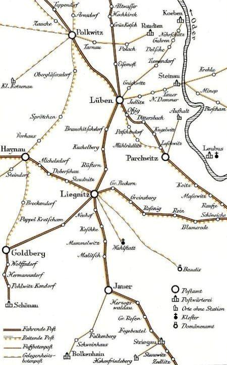 Postkurskarte 1774 aus Archiv für deutsche Postgeschichte, Heft 2/1965