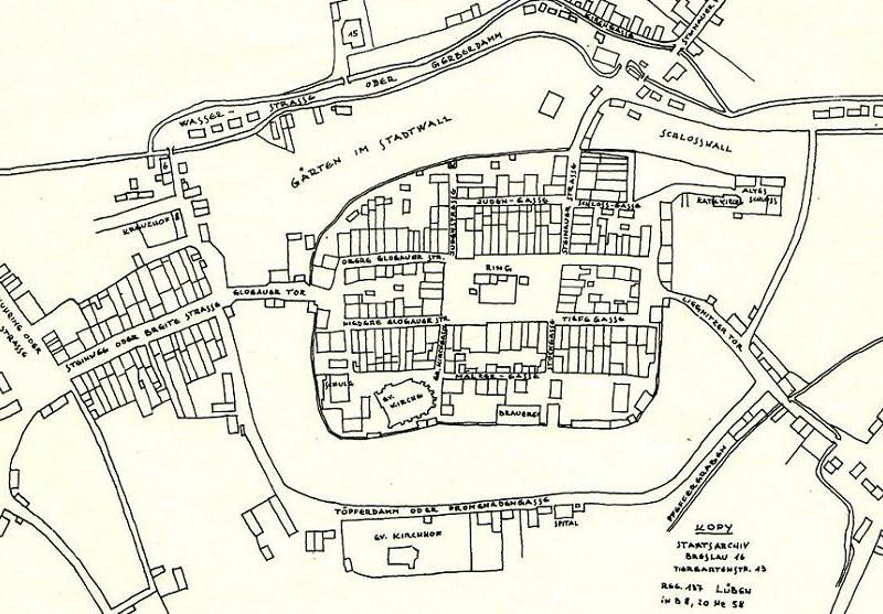 Stadtplan Lüben aus dem Jahr 1715