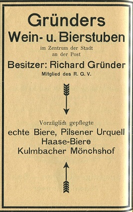 Richard Gründer, Wein- und Bierstuben, Ecke Post und Wallstraße