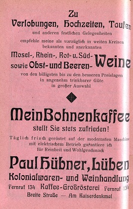 Paul Hübner, Kolonialwaren- und Weinhandlung, Breite Str., Kaiserdenkmal