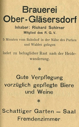 Richard Schirner, Brauerei Ober-Gläsersdorf