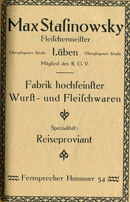 Max Stasinowsky, Fleischermeister, Oberglogauer Str. 4