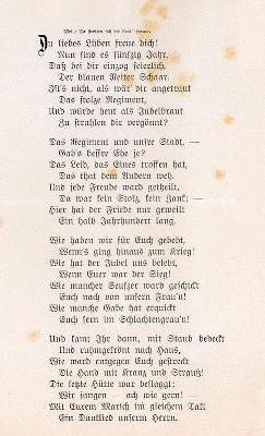 Festprogramm zum 50. Jubliäum des Dragoner-Regiments im Jahr 1899 mit Gedicht von Sanitätsrat Dr. Oswald Baer