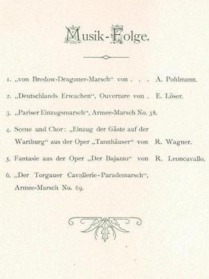 Tischkarte zum 50. Jubliäum des Dragoner-Regiments im Jahr 1899
