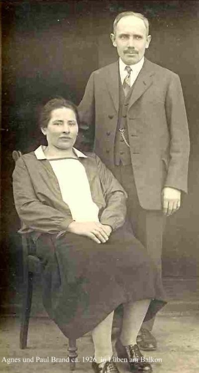 Mützenmacher Paul Brand und Ehefrau Agnes um 1926