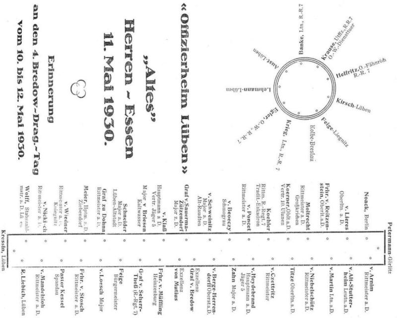 Tischordnung des Alte Herren-Essens vom 11.5.1930