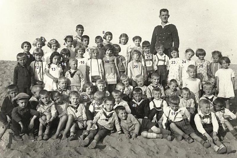 Lübener Volksschüler der Jahrgänge 1922/23 mit Lehrer Jerke um 1931