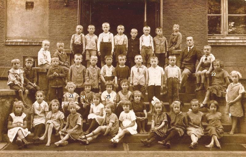Lübener Volksschüler Jahrgang 1920/21 mit Lehrer Köhler um 1928