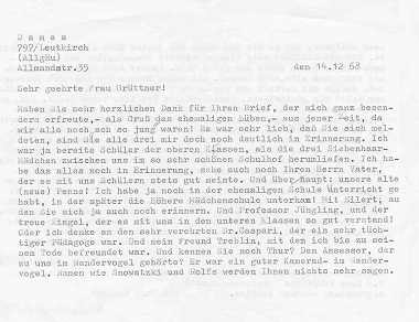 Brief von Theo Dames an Gertrud Grüttner geb. Siebenhaar vom 14.12.1968