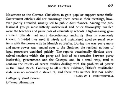 Rezension: Die kirchliche Lage in Bayern nach den Regierungspräsidentenberichten, 1933-1943, von Walter Ziegler