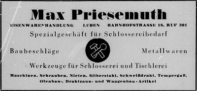 Anzeige der Fa. Max Priesemuth 1942