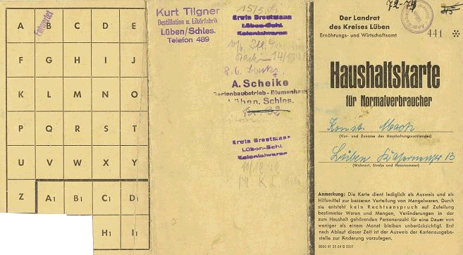 Haushaltkarte für Mangelwaren 1943