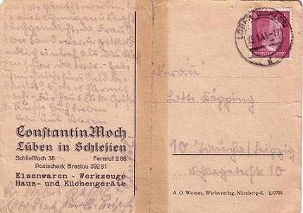 Postkarte vom 25.1.1945 aus Lüben