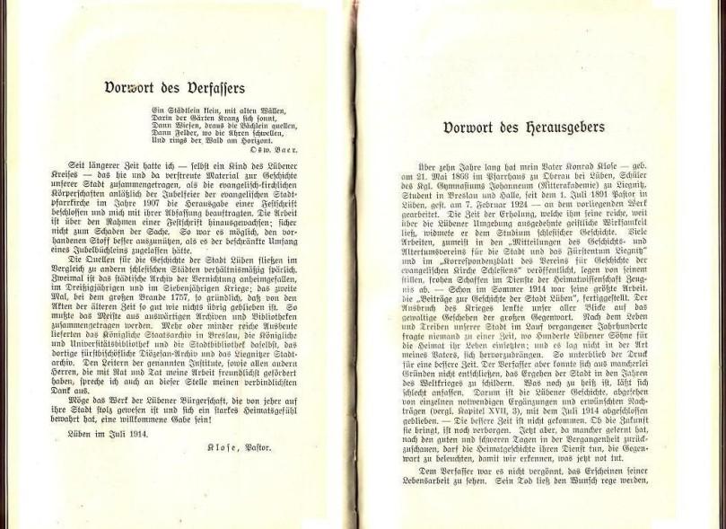 Konrad Klose, Geschichte der Stadt Lüben, Verlag Kühn Lüben, 1924, S.6