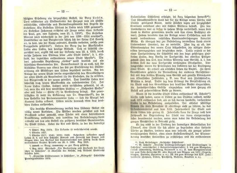 Konrad Klose, Geschichte der Stadt Lüben, Verlag Kühn Lüben, 1924, S. 12/13