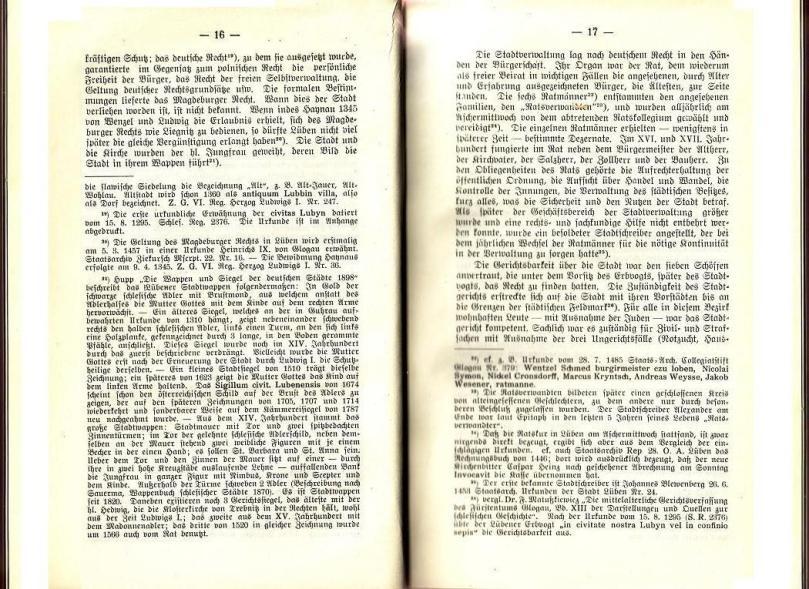 Konrad Klose, Geschichte der Stadt Lüben, Verlag Kühn Lüben, 1924, S. 16/17