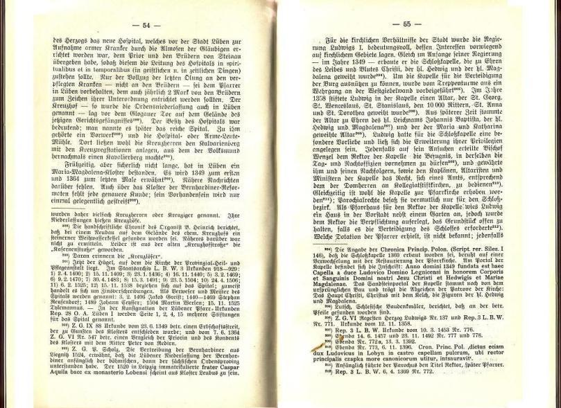 Konrad Klose, Geschichte der Stadt Lüben, Verlag Kühn Lüben, 1924, S. 54/55