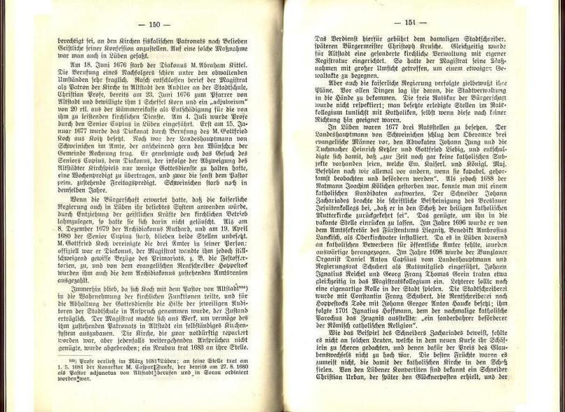 Konrad Klose, Geschichte der Stadt Lüben, Verlag Kühn Lüben, 1924, S. 150/151