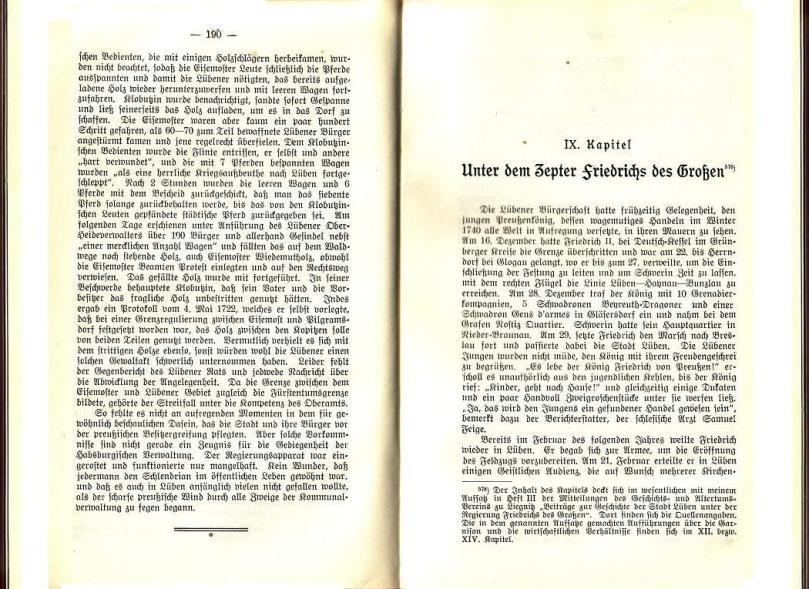 Konrad Klose, Geschichte der Stadt Lüben, Verlag Kühn Lüben, 1924, S. 190/191