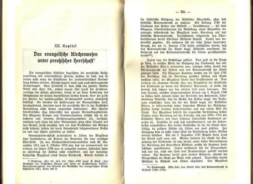 Konrad Klose, Geschichte der Stadt Lüben, Verlag Kühn Lüben, 1924, S. 290/291