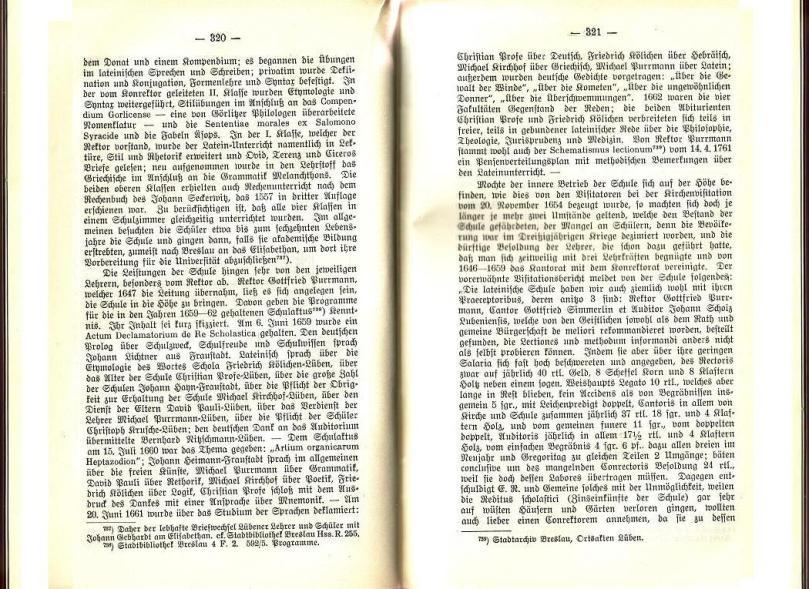 Konrad Klose, Geschichte der Stadt Lüben, Verlag Kühn Lüben, 1924, S. 320/321