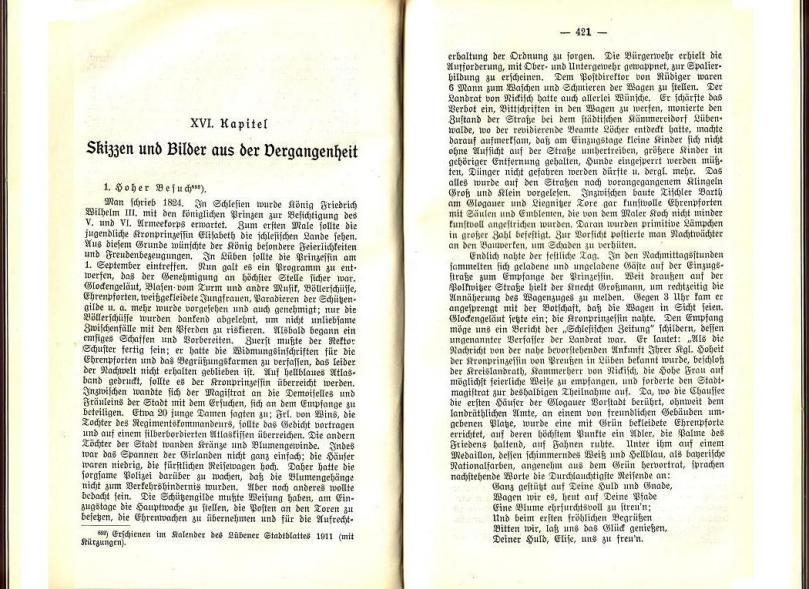 Konrad Klose, Geschichte der Stadt Lüben, Verlag Kühn Lüben, 1924, S. 420/421