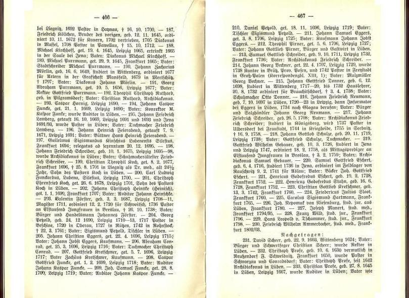 Konrad Klose, Geschichte der Stadt Lüben, Verlag Kühn Lüben, 1924, S. 466/467