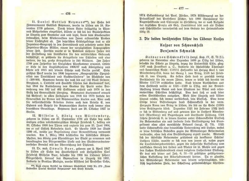 Konrad Klose, Geschichte der Stadt Lüben, Verlag Kühn Lüben, 1924, S. 476/477