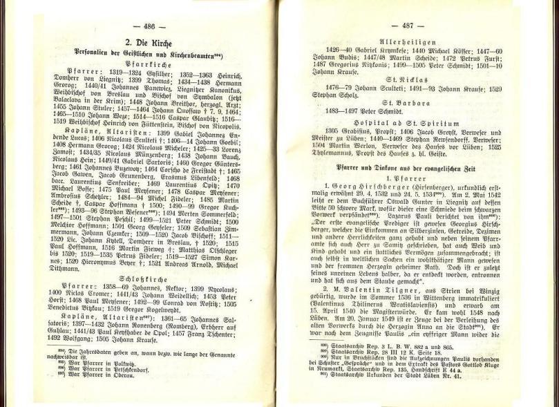 Konrad Klose, Geschichte der Stadt Lüben, Verlag Kühn Lüben, 1924, S. 486/487