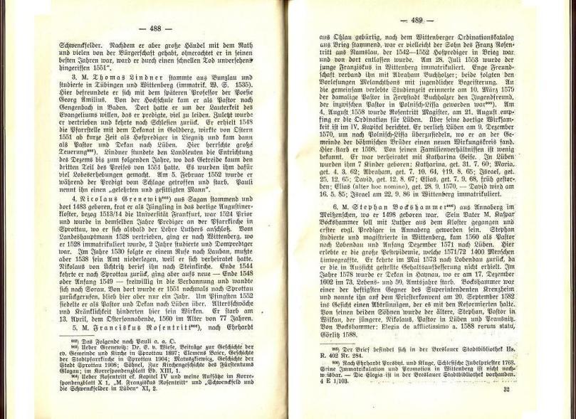 Konrad Klose, Geschichte der Stadt Lüben, Verlag Kühn Lüben, 1924, S. 488/489