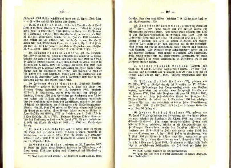 Konrad Klose, Geschichte der Stadt Lüben, Verlag Kühn Lüben, 1924, S. 494/495