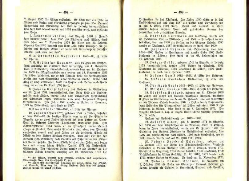 Konrad Klose, Geschichte der Stadt Lüben, Verlag Kühn Lüben, 1924, S. 498/499