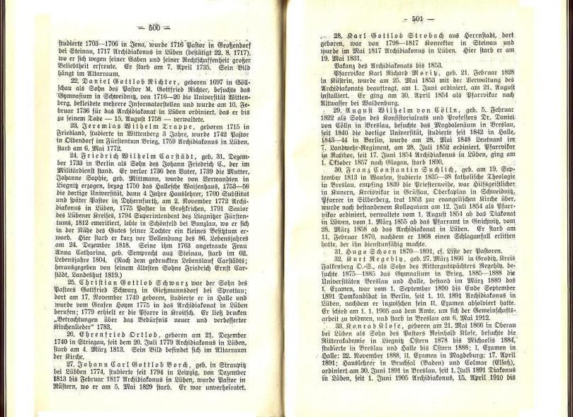 Konrad Klose, Geschichte der Stadt Lüben, Verlag Kühn Lüben, 1924, S. 500/501