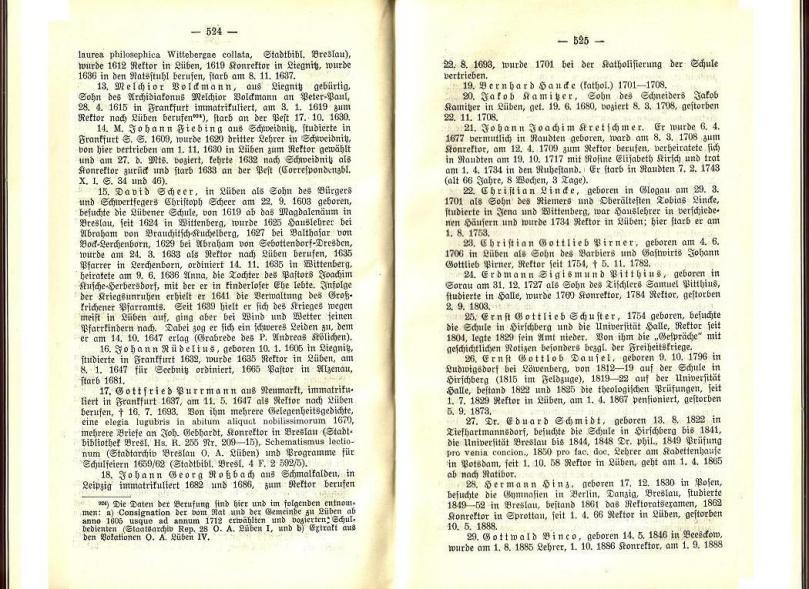 Konrad Klose, Geschichte der Stadt Lüben, Verlag Kühn Lüben, 1924, S. 524/525