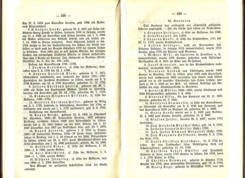 Konrad Klose, Geschichte der Stadt Lüben, Verlag Kühn Lüben, 1924, S. 528/529